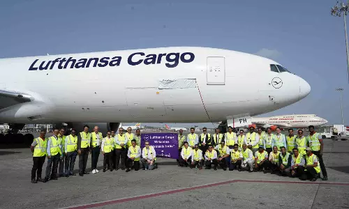 Lufthansa Cargo B777F freighter Namaste India lands in Mumbai Lufthansa Cargo B777F freighter Namaste India lands in Mumbai