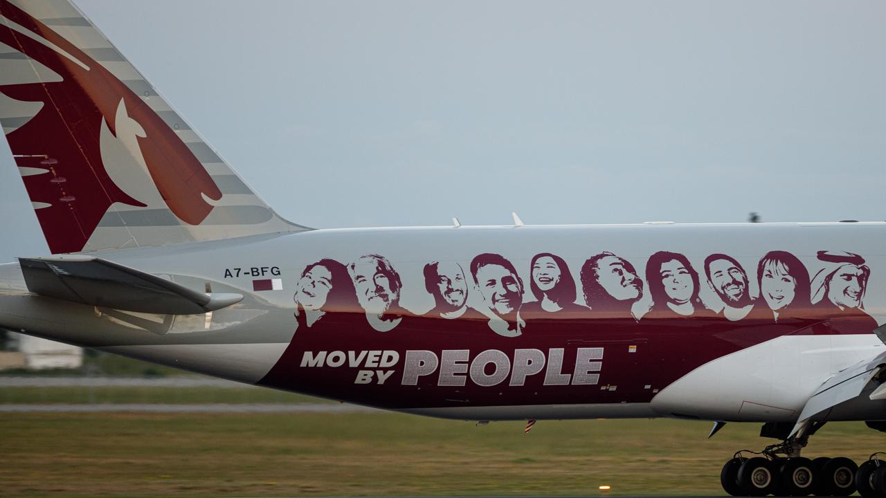 Qatar Airways Cargo freighter sports 'Moved by People' livery