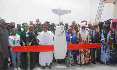Govrnor El Rufai of Kaduna State in white robes with other dignitaries at the launch Govrnor El Rufai of Kaduna State in white robes with other dignitaries at the launch