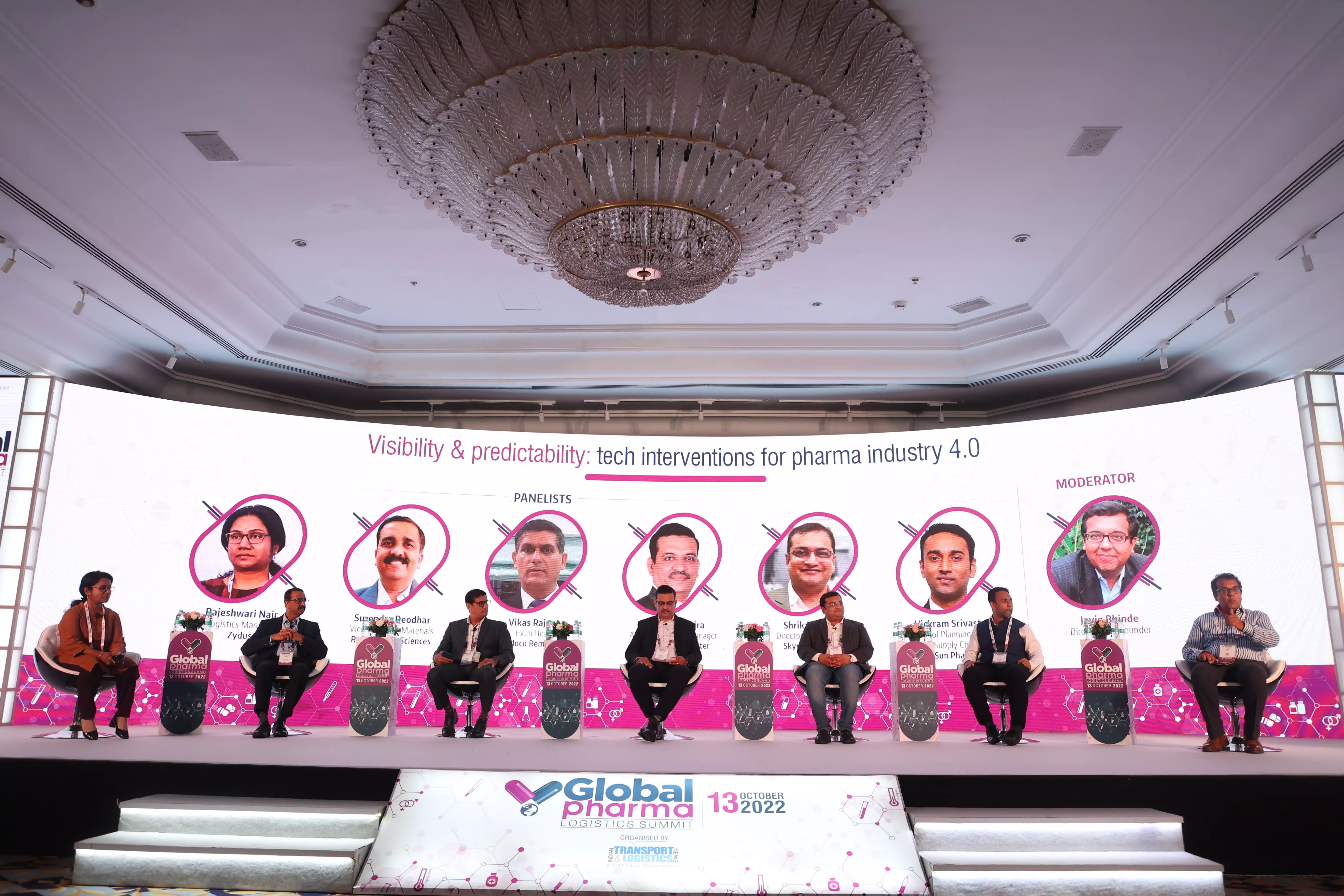 (L-R) Rajeshwari Nair, Zydus, Surendra Deodhar, Reliance Life Sciences, Vikas Rajput, Indoco, Pramod Pereira, Cargo Service Center, Shrikant Sharda, Skye Air Mobility, Vickram Srivastava, Sun Pharma, Javin Bhinde, Syncore