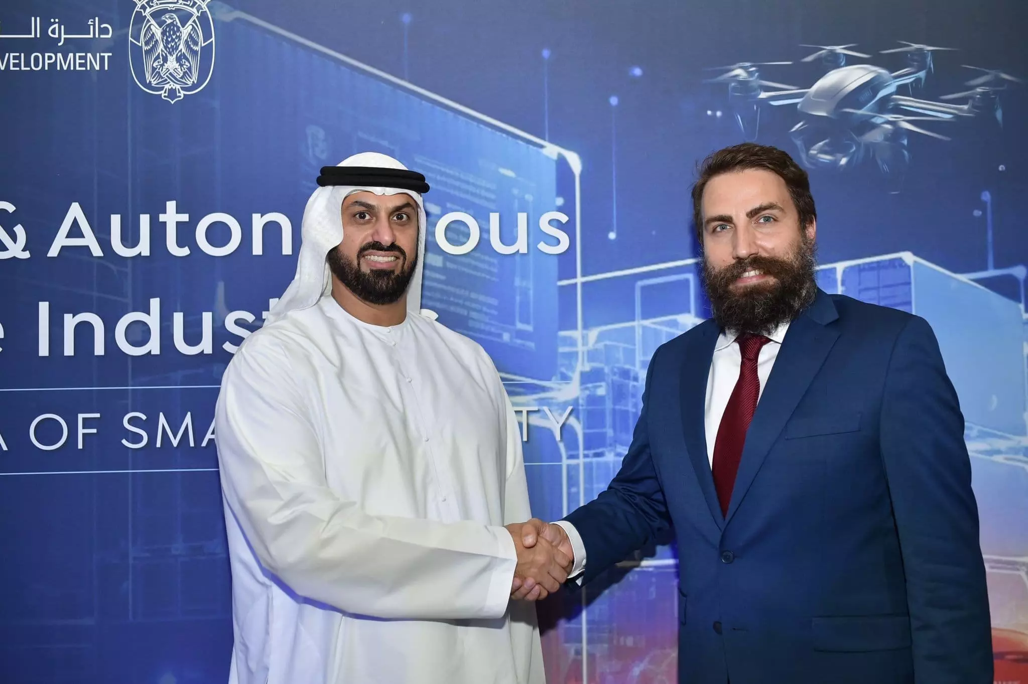 (From left): Abdulla Mohammed Alashram, Group CEO, Emirates Post Group and Svilen Rangelov, CEO and Co-Founder, Dronamics.