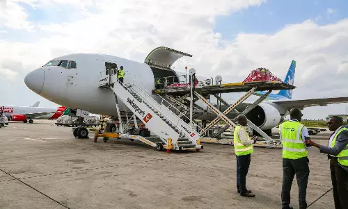 The inaugural B767 freighter of Challenge Groups Nairobi-Liege twice weekly service at Jomo Kenyatta International Airport (JKIA) on December 2, 2024.  (Photo: Kenya Airports Authority via Facebook) The inaugural B767 freighter of Challenge Groups Nairobi-Liege twice weekly service at Jomo Kenyatta International Airport (JKIA) on December 2, 2024.  (Photo: Kenya Airports Authority via Facebook)