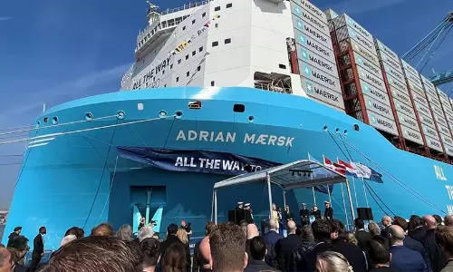 Maersk names dual-fuel methanol vessel Adrian Maersk in Rotterdam Maersk names dual-fuel methanol vessel Adrian Maersk in Rotterdam