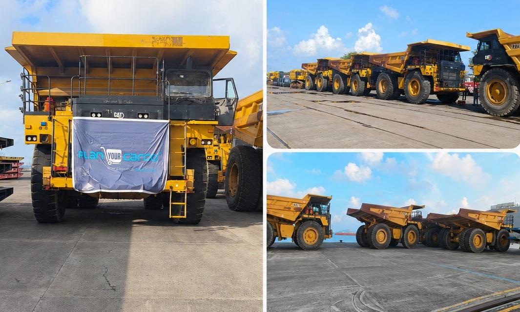 Four Caterpillar 777E trucks moved from India to Ghana by RORO