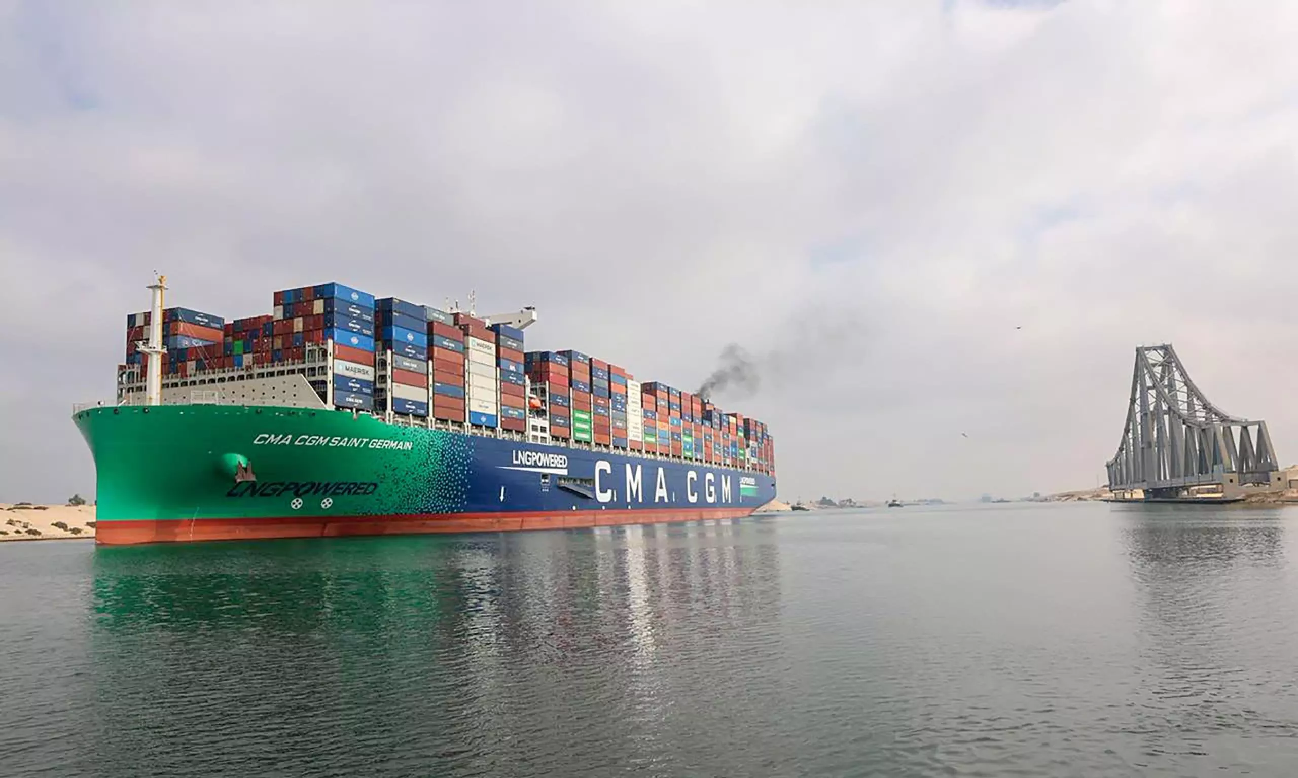 Giant CMA CGM ship transits Suez Canal Giant CMA CGM ship transits Suez Canal