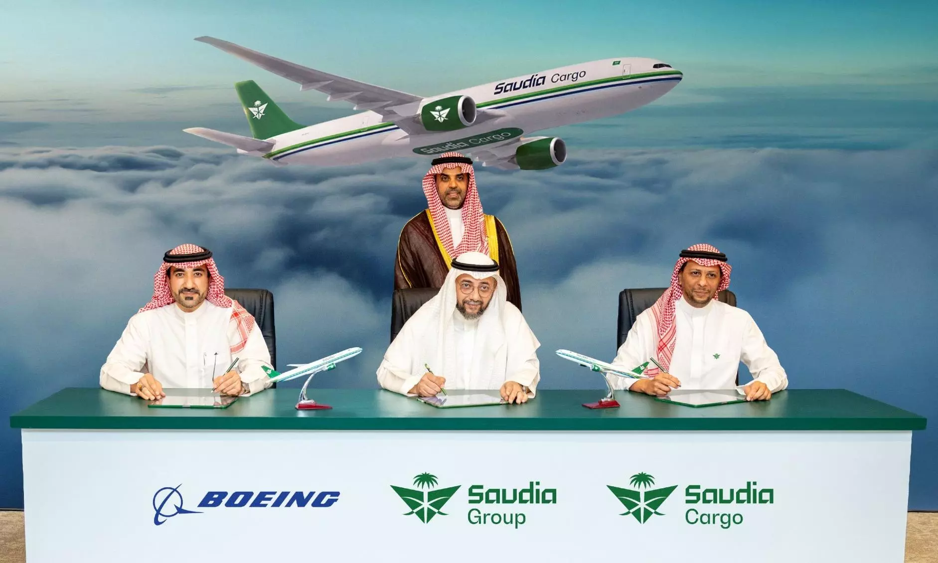 (L to R) Asaad AlJomoai, Saleh Eid, Ibrahim Al-Omar (standing) and Loay Mashabi