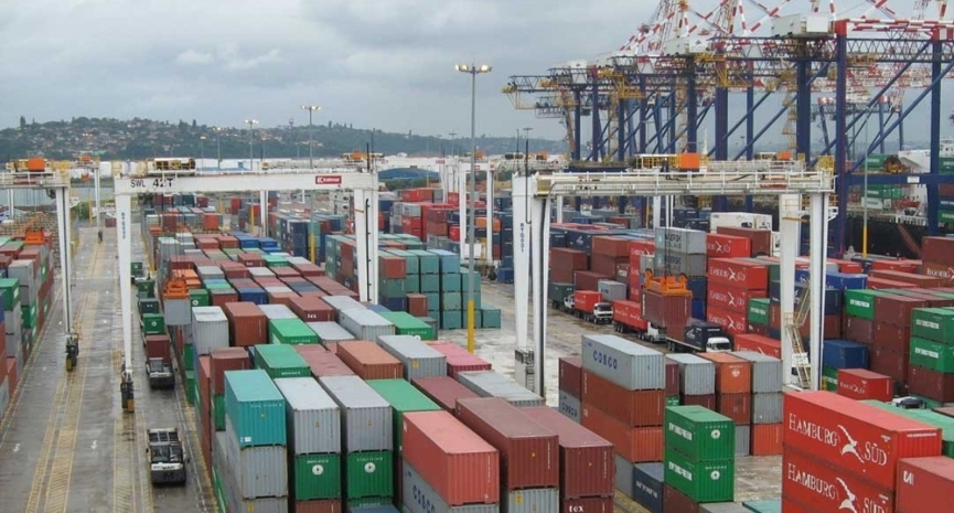 Multi billion. World trading Containers in Africa.